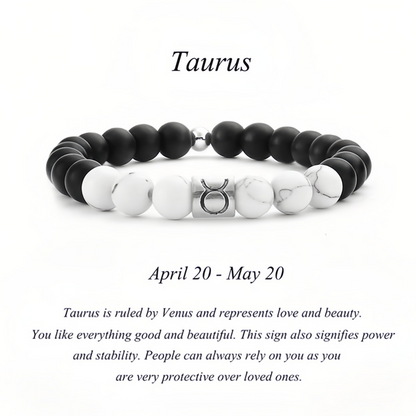 12 Zodiac Signs Natural Matte Stone White Turquoise Beaded Wealth Attraction Bracelet