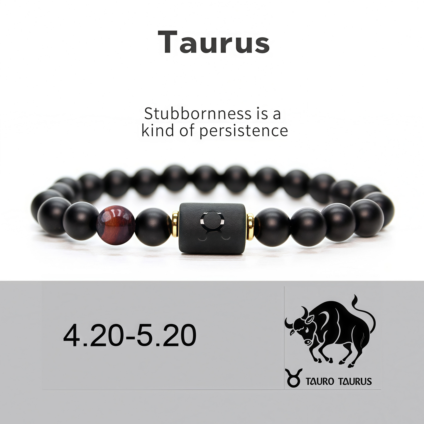Spiritual Protection 12 Zodiac Signs Black Onyx Guardian Stone Adjustable Stretch Bracelet