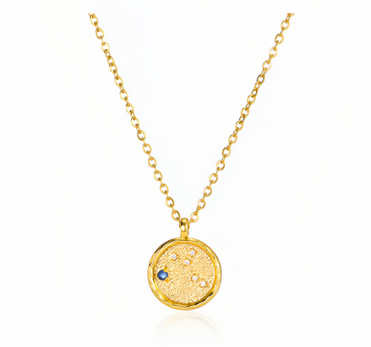 14K Gold Plated Zodiac Star Map Pendant Necklace for All Zodiac Signs – Love Jewelry Gift for Couples
