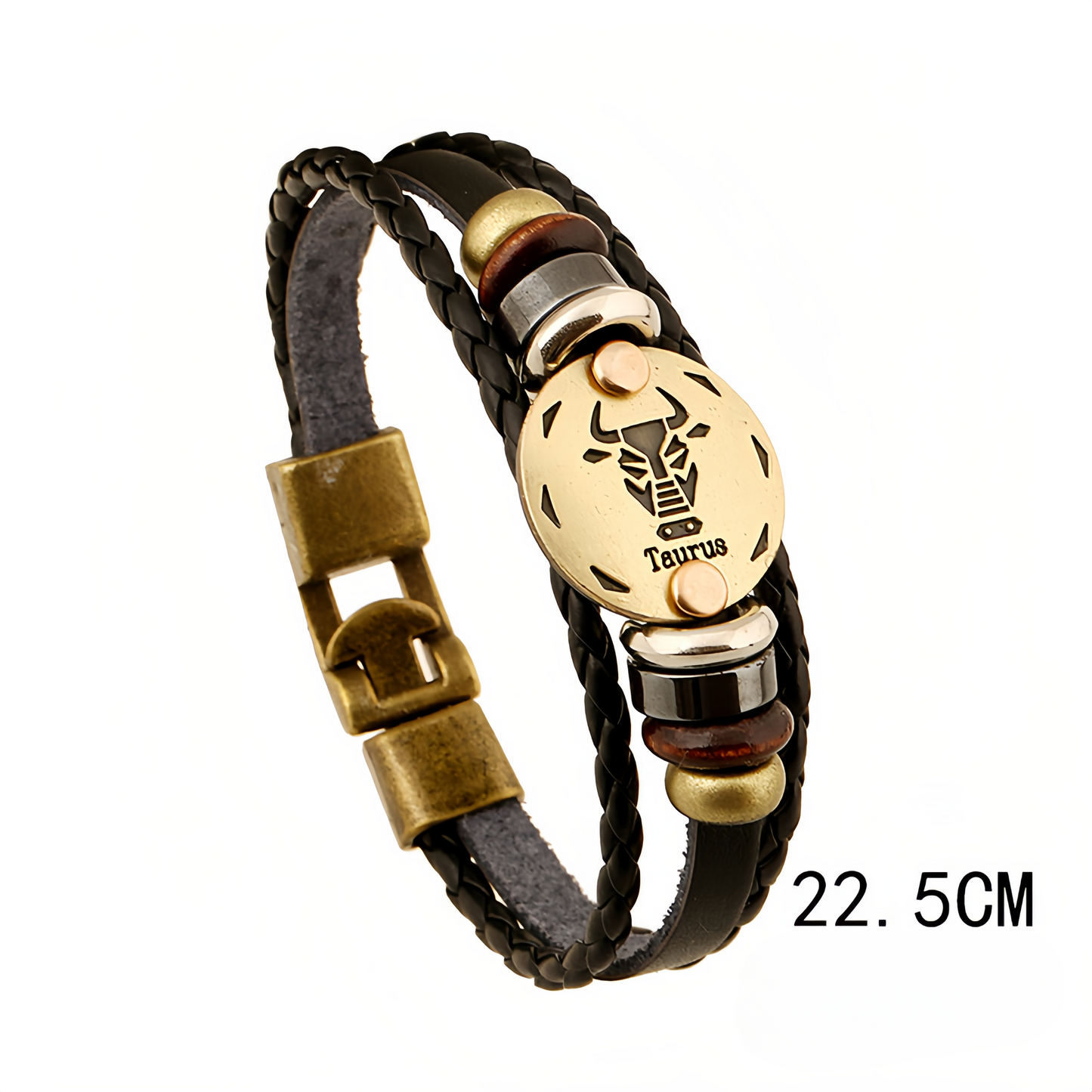12 Zodiac Signs Handmade Leather Couple Bracelet with Hematite Totem Stone - Mystical Love Jewelry for 2025