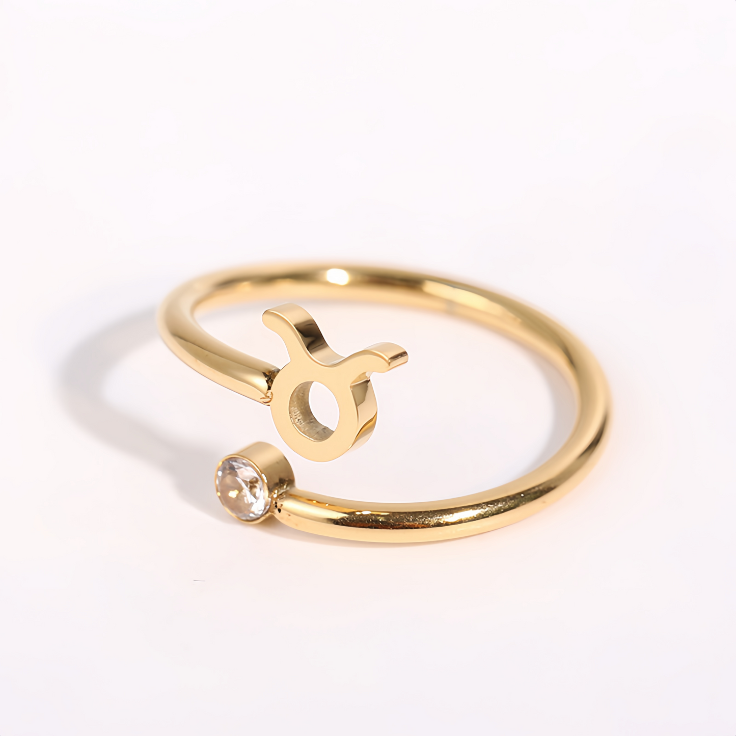 Zodiac Birthstone Titanium Steel Ring with Rune Symbols - Adjustable Open  Zircon Astrology Jewelry