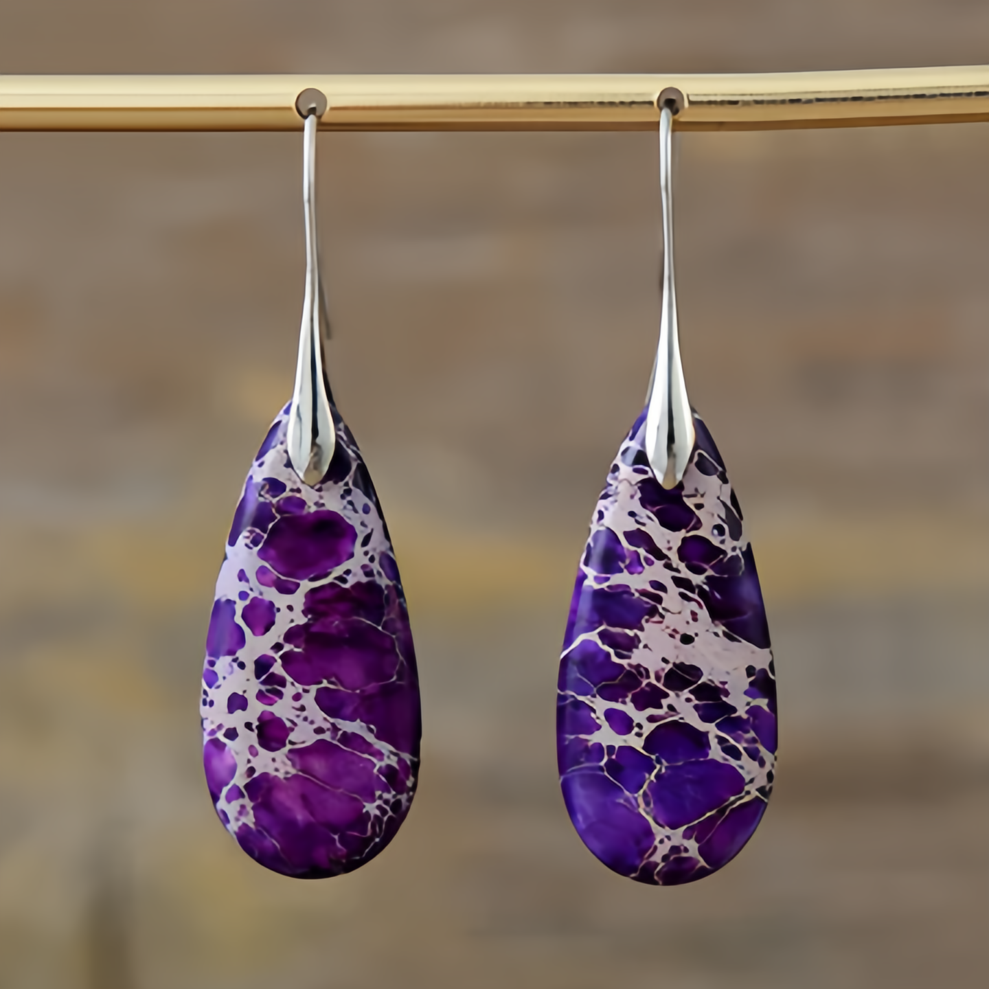 Emperor Stone Healing Crystal Earrings，Handmade Chakra-Balancing Energy Jewelry