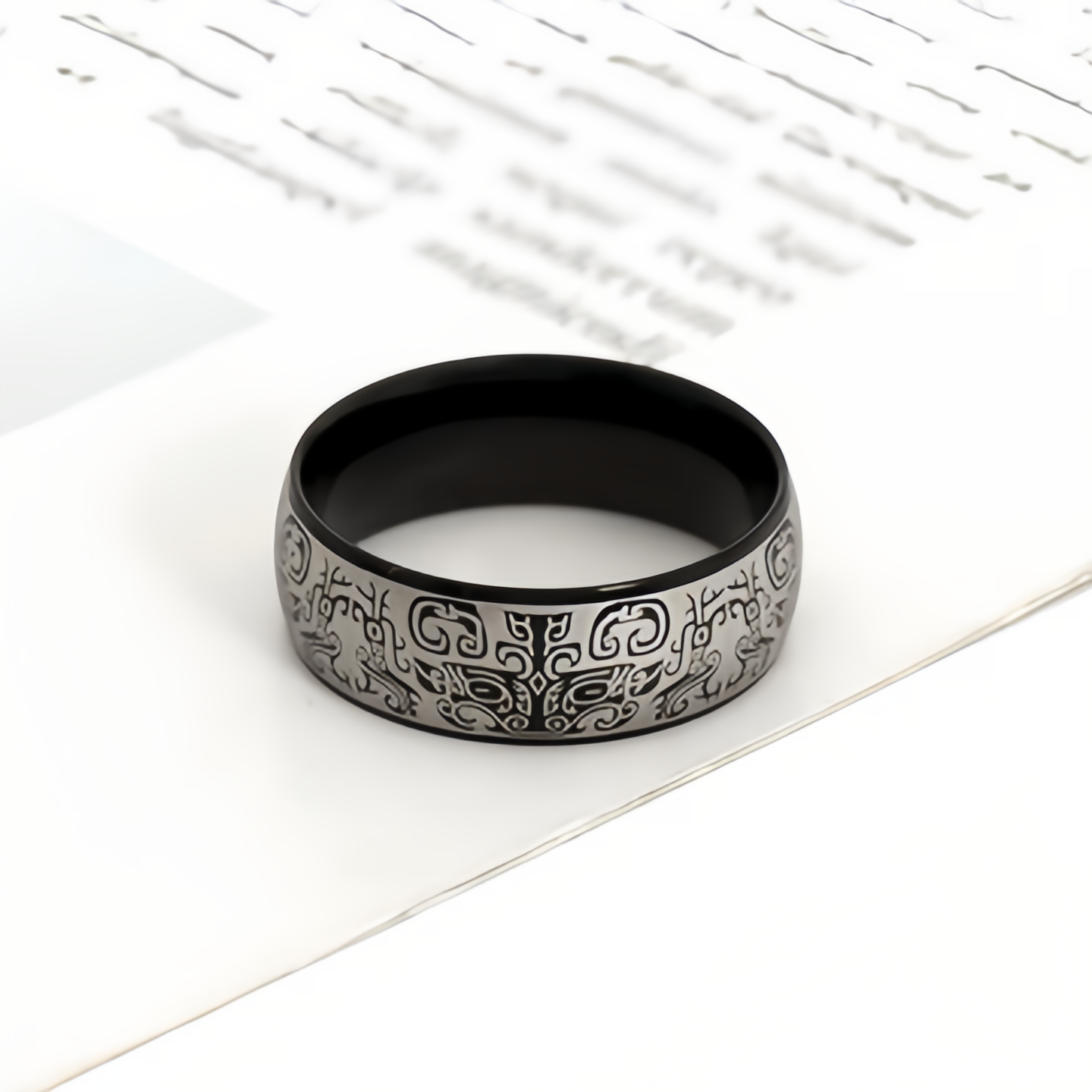 Lucky Mythological Creature Taotie Wealth Titanium Steel Ring