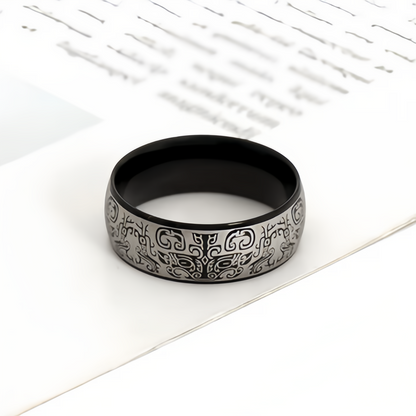 Lucky Mythological Creature Taotie Wealth Titanium Steel Ring