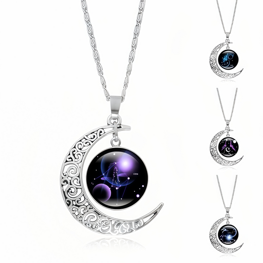 2025 Hot 12 Zodiac Lunar Guardian Moonstone Pendant Necklace