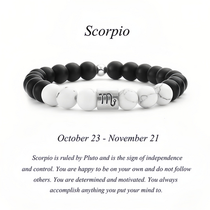 12 Zodiac Signs Natural Matte Stone White Turquoise Beaded Wealth Attraction Bracelet