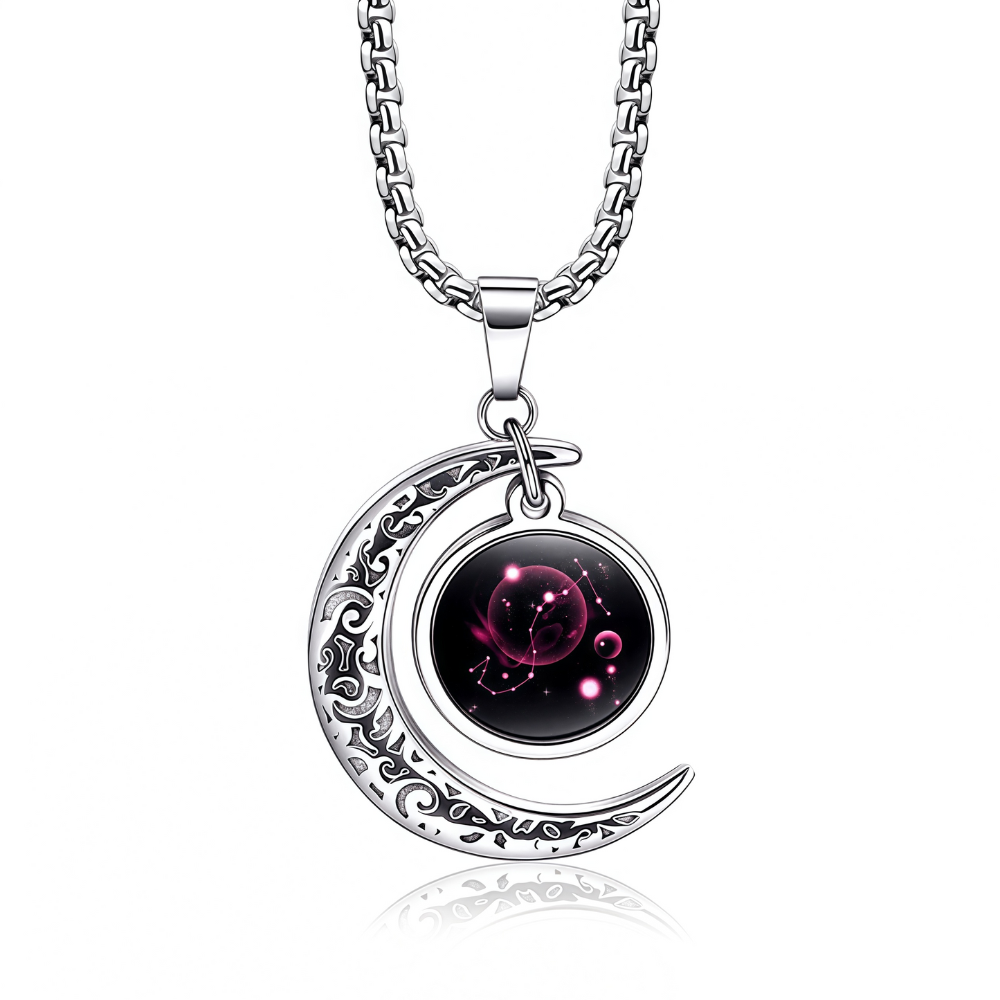 Collana con ciondolo in pietra di luna con guardiano lunare dei 12 segni zodiacali del 2025