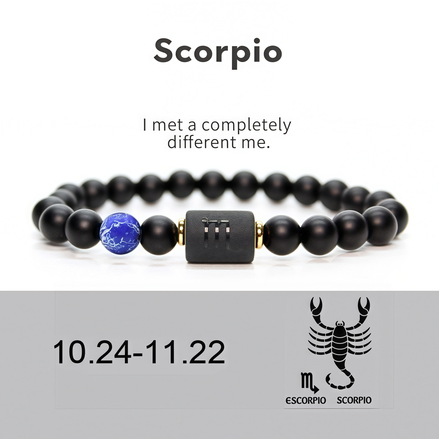 Spiritual Protection 12 Zodiac Signs Black Onyx Guardian Stone Adjustable Stretch Bracelet