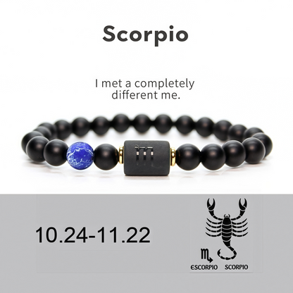 Spiritual Protection 12 Zodiac Signs Black Onyx Guardian Stone Adjustable Stretch Bracelet