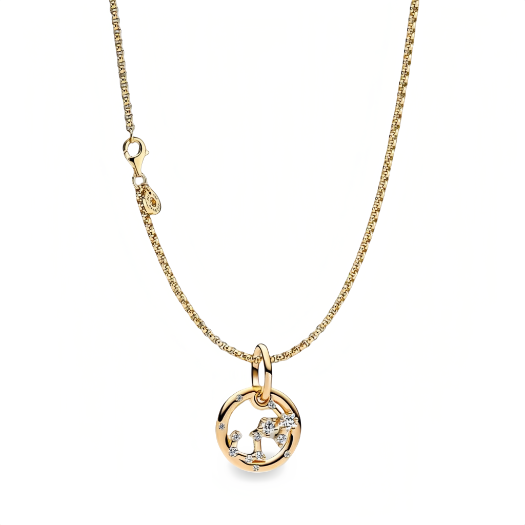 14K Gold-Plated Birthstone Constellations Zirconia Guardian Lucky Pendant Necklace