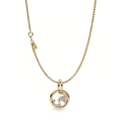 14K Gold-Plated Birthstone Constellations Zirconia Guardian Lucky Pendant Necklace