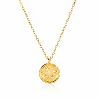 14K Gold Plated Zodiac Star Map Pendant Necklace for All Zodiac Signs – Love Jewelry Gift for Couples