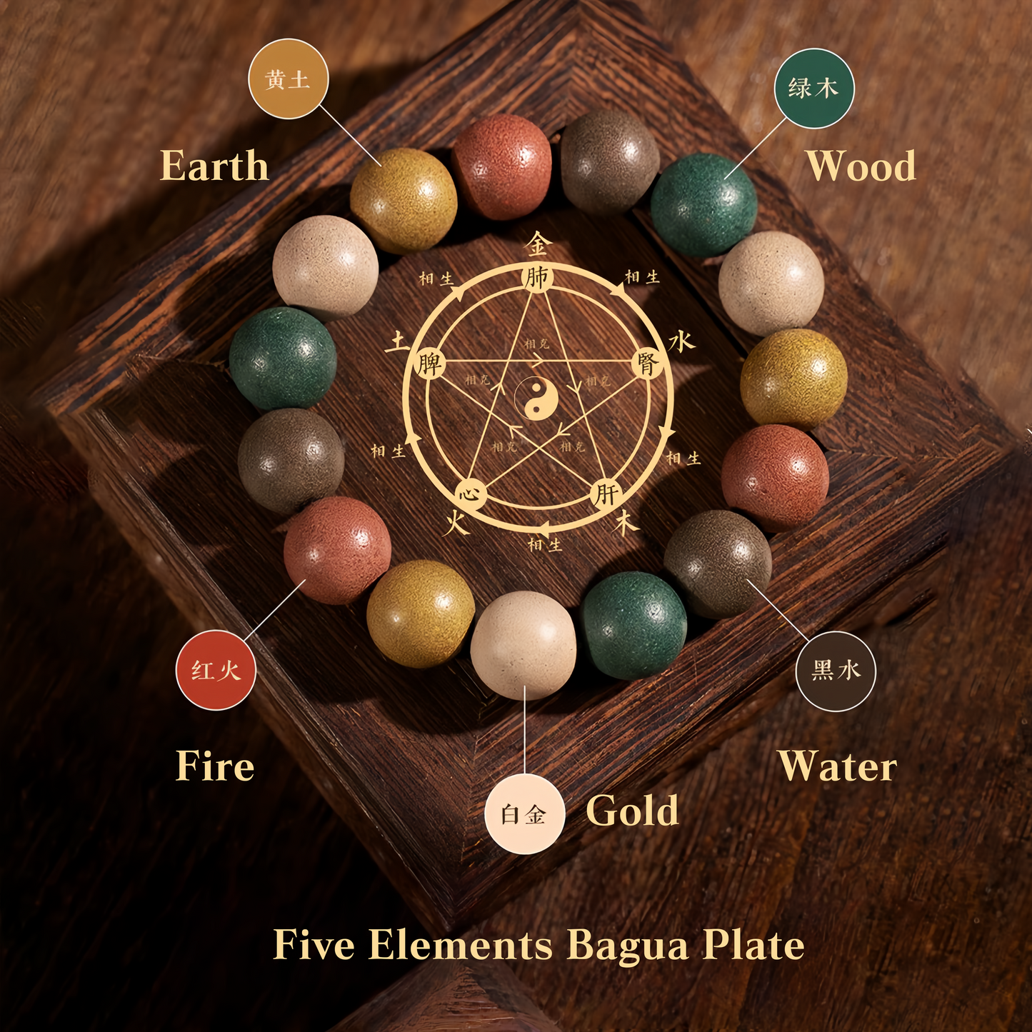 Chinese Herbal Five Elements Healing Bead Bracelet for Soothing Sleep with Dragon's Scent - Handmade Traditional