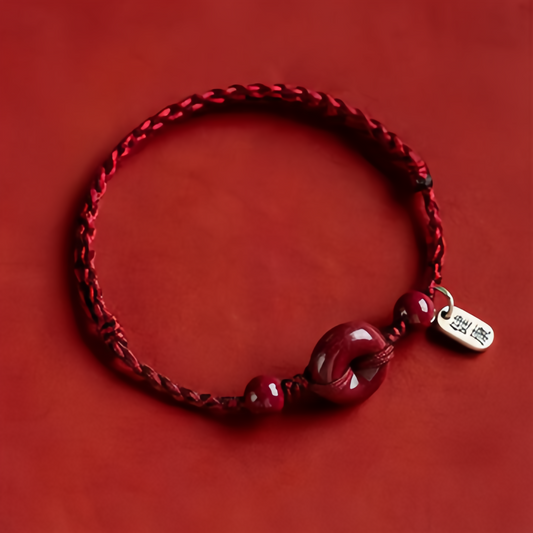 925 Sterling Silver Lucky Golden Bead Braided String Bracelet Anklet