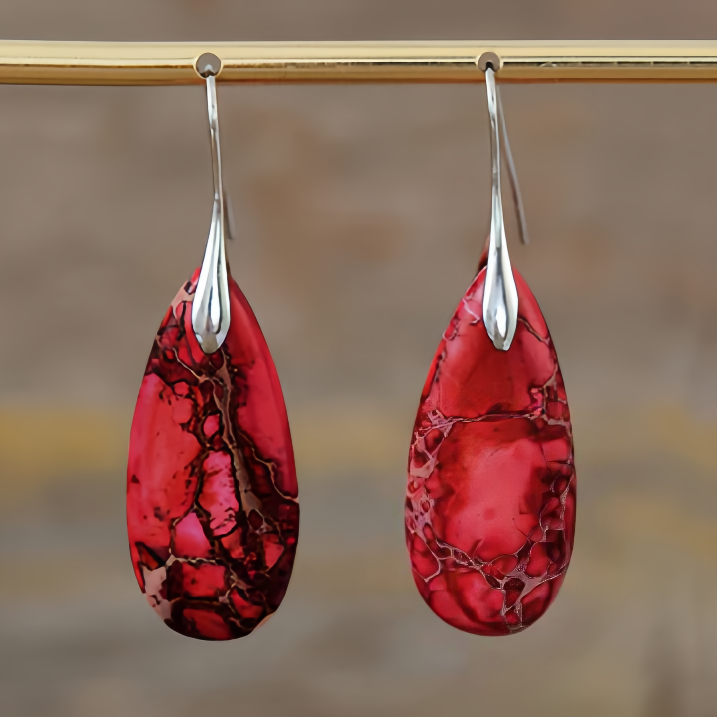Emperor Stone Healing Crystal Earrings，Handmade Chakra-Balancing Energy Jewelry