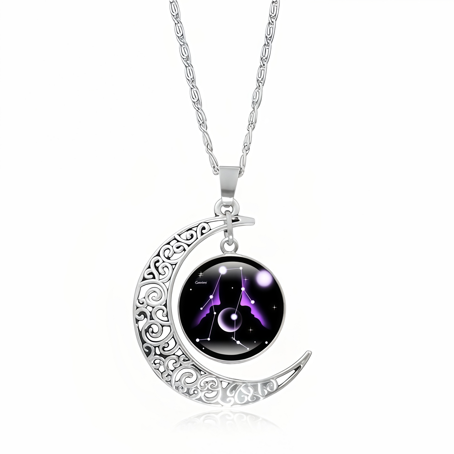 Collana con ciondolo in pietra di luna con guardiano lunare dei 12 segni zodiacali del 2025