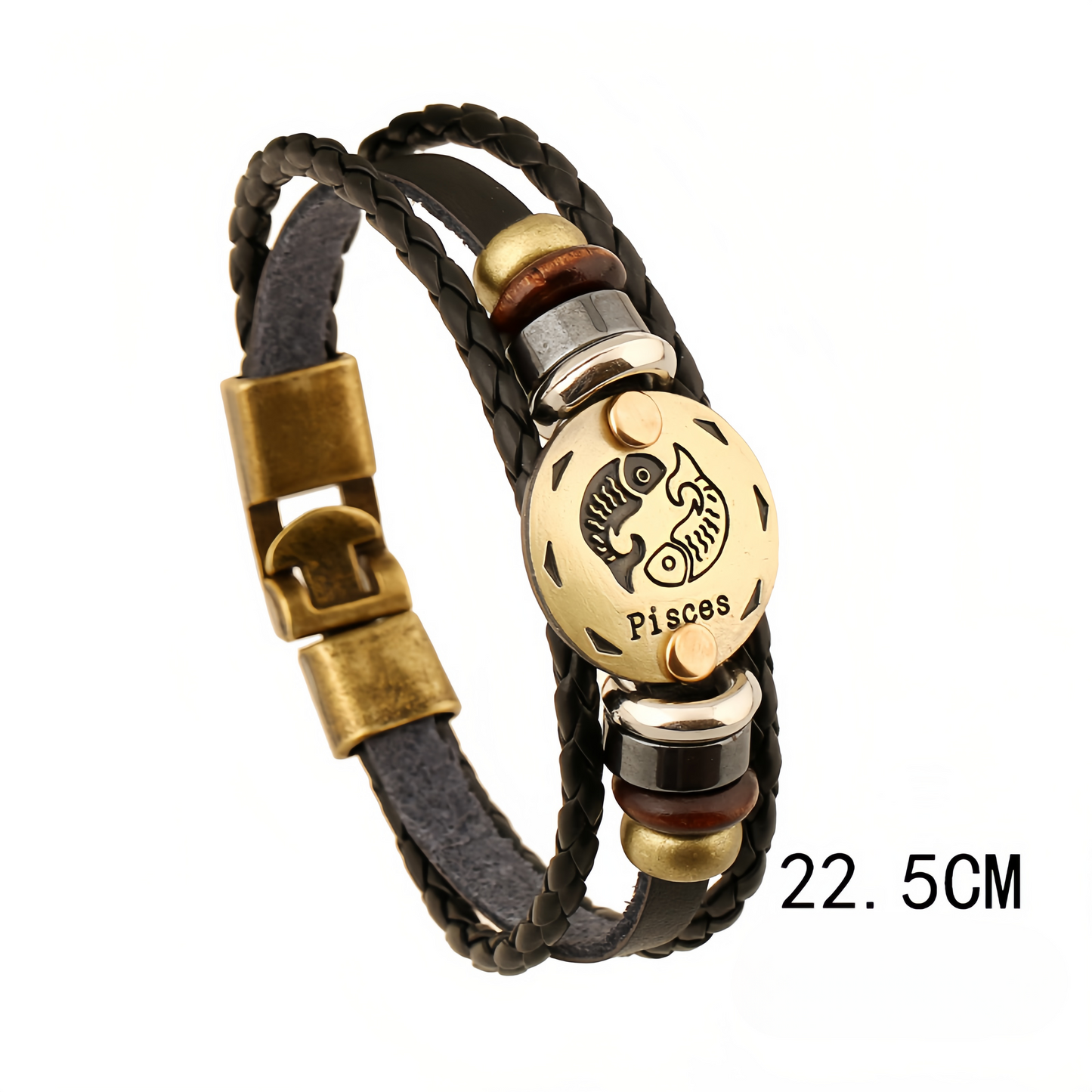 12 Zodiac Signs Handmade Leather Couple Bracelet with Hematite Totem Stone - Mystical Love Jewelry for 2025