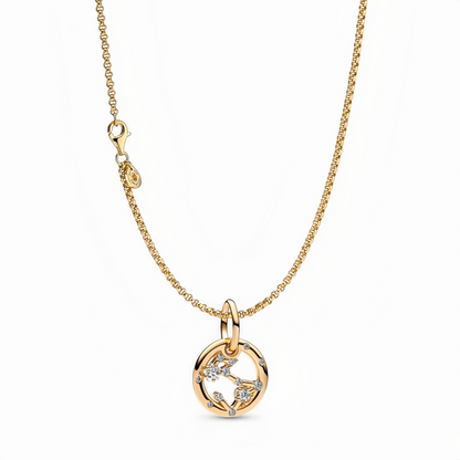 14K Gold-Plated Birthstone Constellations Zirconia Guardian Lucky Pendant Necklace