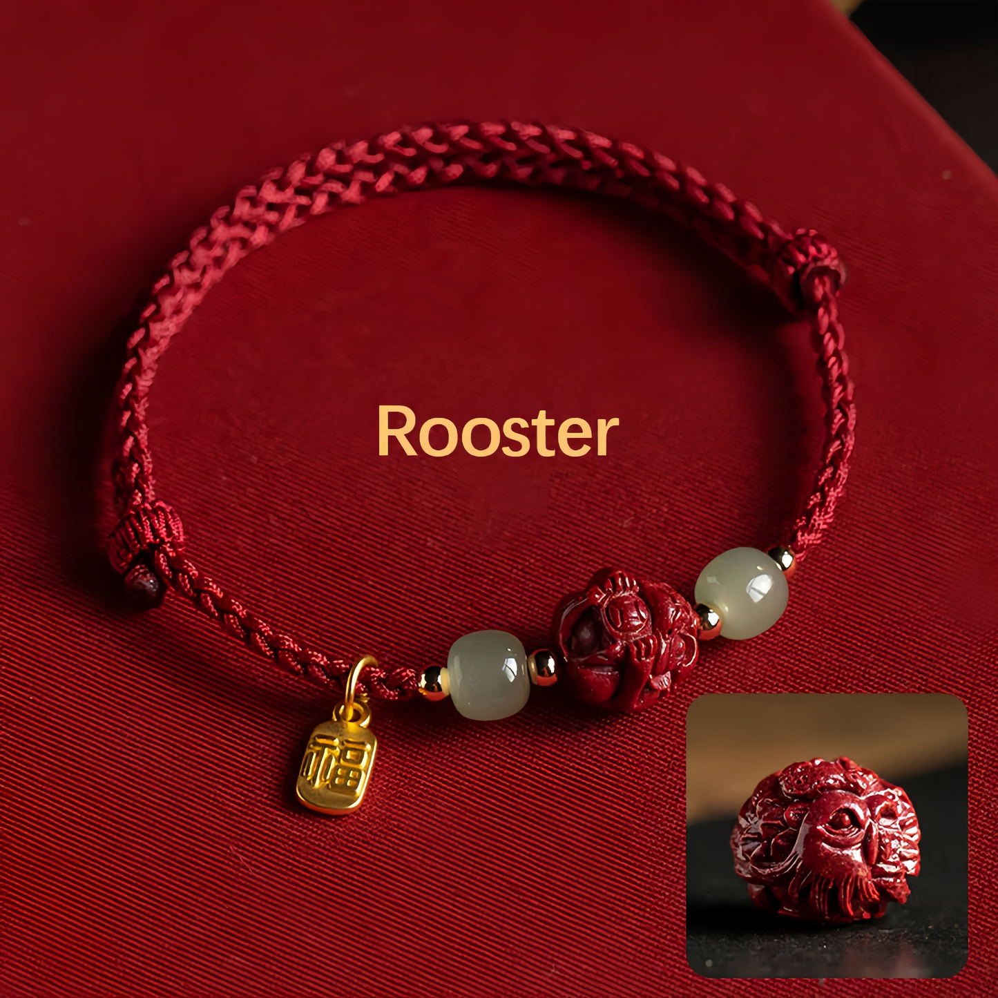 Natural Cinnabar 12 Zodiac Signs Hetian Jade Good Fortune Symbol Lucky Bracelet - Handwoven Charm Jewelry